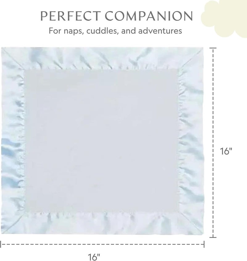 Bamboo Little Ultra-Soft Lovey Security Blanket - Baby Essentials, Newborn Essentials, Ultra-Soft Fleece Baby Blanket with Satin Trim – 16" x 16" - Blue - Image 5